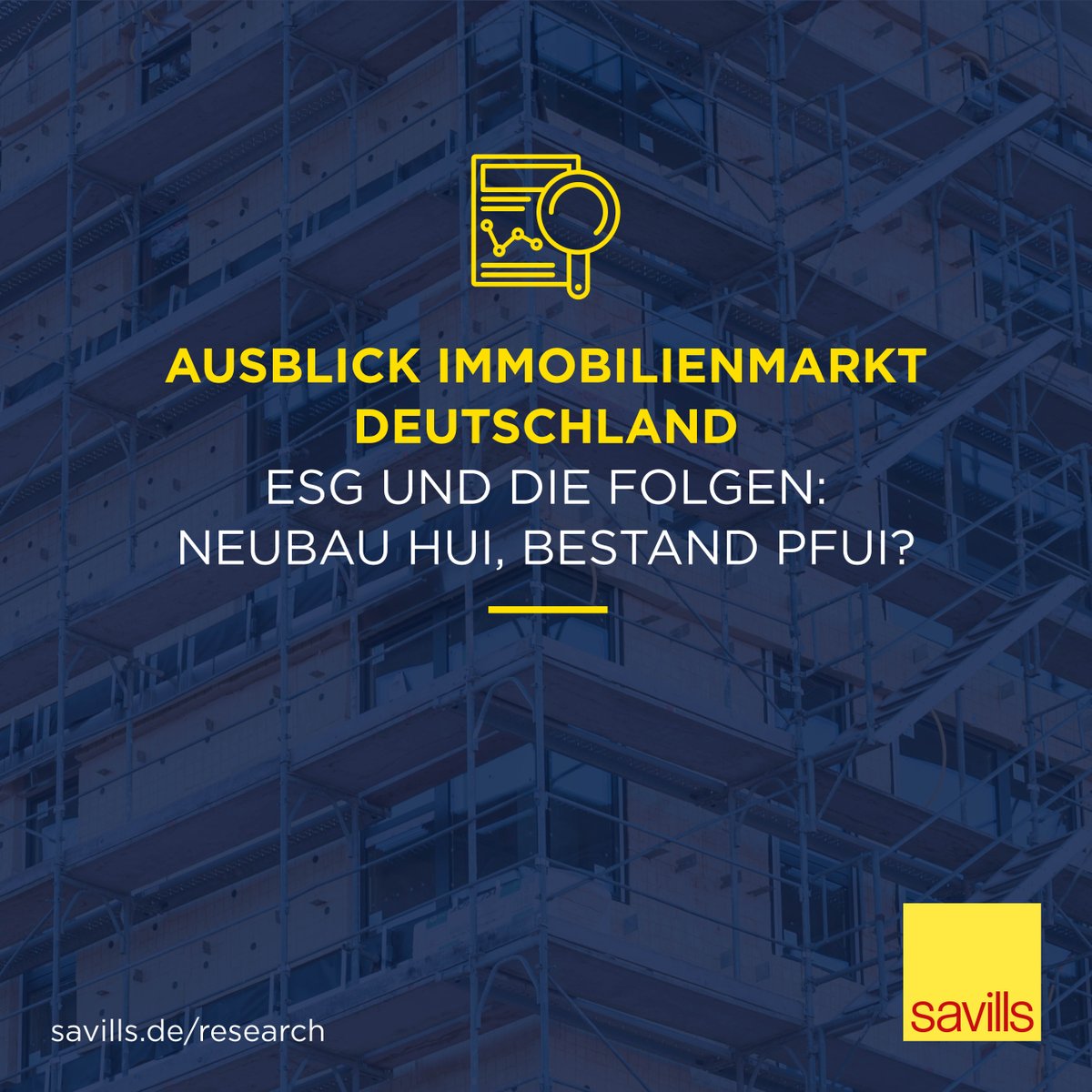 SavillsGermany's tweet photo. In unserem Spotlight Ausblick #Immobilienmarkt betrachten wir die Auswirkungen der  ESG-Regulierung.  Unter dem Titel "#ESG und die Folgen: Neubau hui, Bestand pfui?" erläutern unsere Experten, warum es zu einer stärkeren Neubautenachfrage führt: https://t.co/BfZwfU5U9u #co2 https://t.co/cXE10rgKQ3