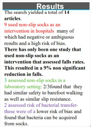 WaynelsChan's tweet photo. Anti-slip socks did not reduce falls in hospitalized older adults. Slip resistance and safety when walking with anti-slip socks is similar to barefoot walking. More evidence shows that anti-slip socks can promote bacterial transfer. #FallPrevention #gerotwitter #ANZFPSConf2021 https://t.co/PM1LT6be4W