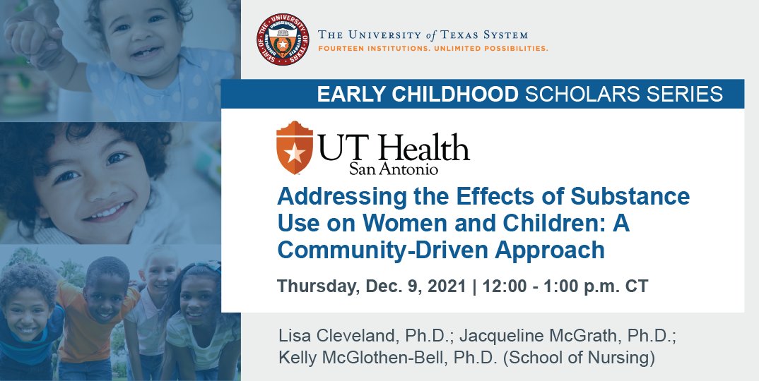 TODAY (12-1PM CT)! In this virtual and free <a href="/utsystem/">The University of Texas System</a> #earlychildhood webinar, hosted by <a href="/UTHealthSA/">UT Health San Antonio</a>, you'll learn how perinatal SUDs can affect women and their infant and how a community-driven approach can address the issue. Register 👉 sites.utexas.edu/utsystem-ec/ad…