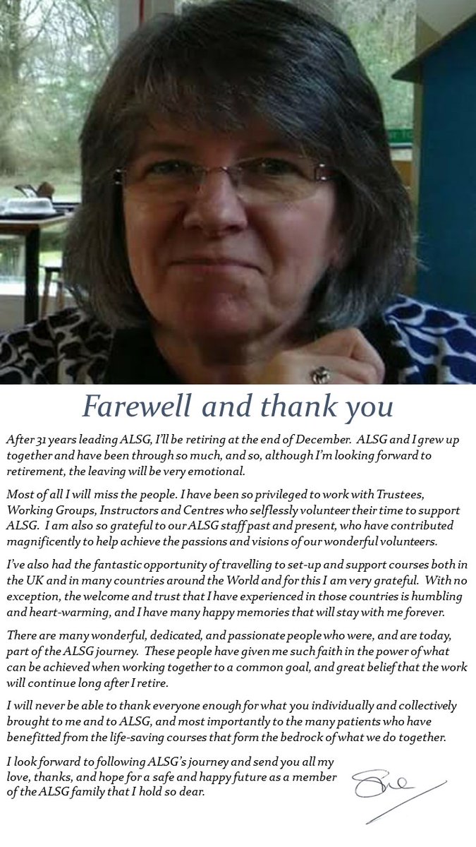 After 31 years of commitment to <a href="/_ALSG_/">ALSG</a> our CEO <a href="/SusanWieteska/">Susan Wieteska</a> is retiring #happyretirement #restandrelaxtion #thankyou #youwillbemissed #workedsohard #31years #savinglives #gaveeverythingtoALSG