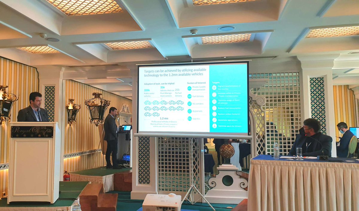 ITS_Conference's tweet photo. Michael Palikaras, representing the ITS Hellas Conference gold sponsor @windhellas, illustrates the role of #WINDhellas in the ITS ecosystem and introduces the Wind Fleet Management service, developed in collaboration with SmartNav.
#ITSHellasConf https://t.co/2Y1jtDmq3H