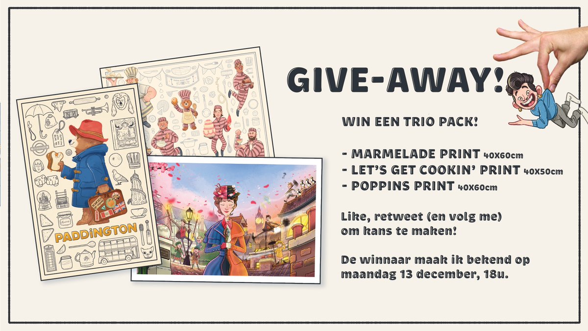 🎄 GIVE-AWAY TIME! 🎄

Win niet één, niet twee, maar DRIE prints vanuit m'n webshop. 
Éen winnaar, drie prijzen.
Like, retweet (en zit tussen mijn volgers) om kans te maken. 🎁

De wedstrijd loopt tot maandag 13 december, 18u.
Good luck! 🎅🏼

zwoltopia.be