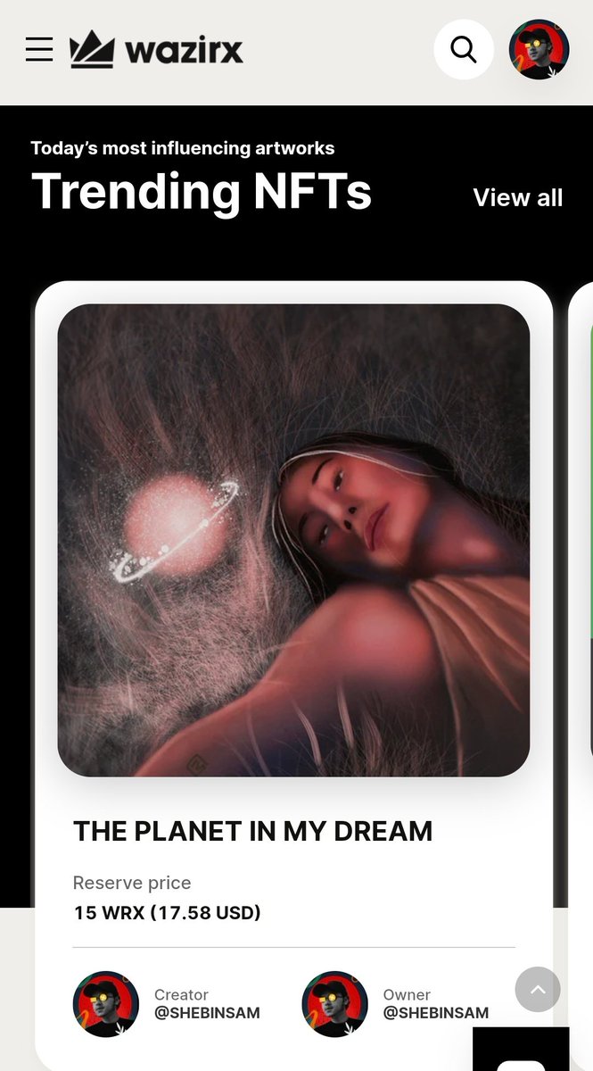 ShebinSam13's tweet photo. My new nft on @WazirXNFT 
Trending
"The planet in my dreams"
1/1 ed
For:15 WRX
Link 👇
https://t.co/9ReAMWH4ka

@THENFTVILLAIN
@kunalkamble
@_Laz007
@warijit
#NFTs #NFTCommunity #nftcollectors
#NFTdrop #Wazirx #Wazirxnft https://t.co/KvefG5K8Y5