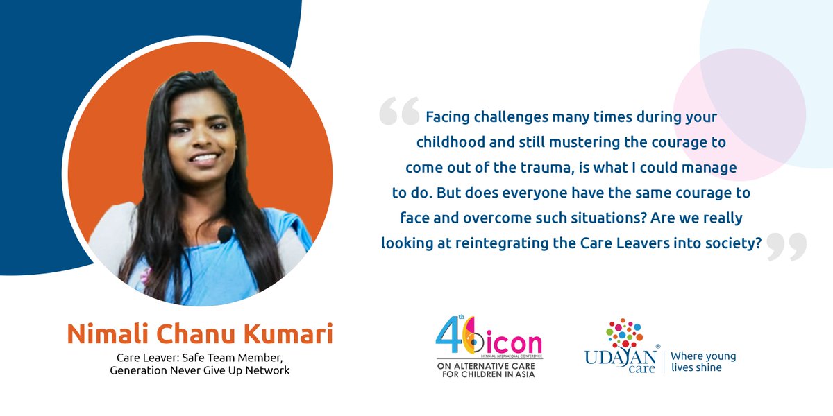 Addressing the 4thBICON, #BICON2021, Ms Nimali Chanu Kumari, expressed her thoughts
#BICON2021 #CareLeavers #AlternativeCare #Asia #ChildProtection #CareReform

<a href="/HopeandHomes/">Hope and Homes for Children</a>  <a href="/save_children/">Save the Children International</a>  @savethechildrenuk  <a href="/fmnsays/">Forget Me Not</a>  <a href="/sos_children/">SOS Children's Villages International</a>  <a href="/lumos/">Lumos</a>  <a href="/FFEveryChild/">Family for Every Child</a>