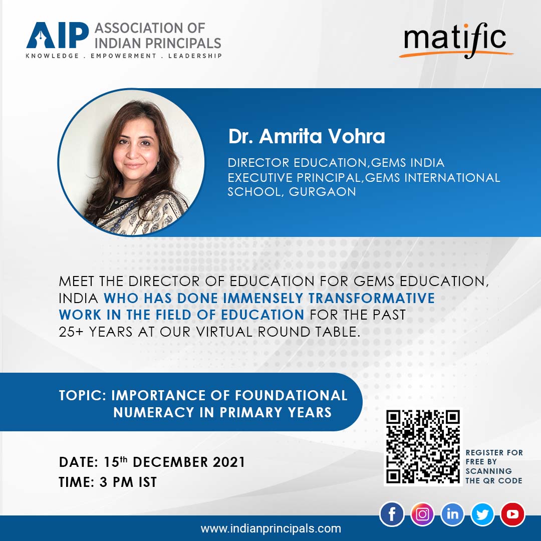 AIPrincipals's tweet photo. Demystify the Importance of Foundational Numeracy in Primary years on 𝐖𝐞𝐝, 𝟏𝟓𝐭𝐡 𝐃𝐞𝐜 @ 𝟑 𝐏𝐌 𝐈𝐒𝐓. 

Register for Free: https://t.co/j1Qn8LjdqB

#aip #associationofindianprincipals #matific #numeracy #webinar #aipwebinar #roundtable #virtualroundtable https://t.co/6quACBp7yx