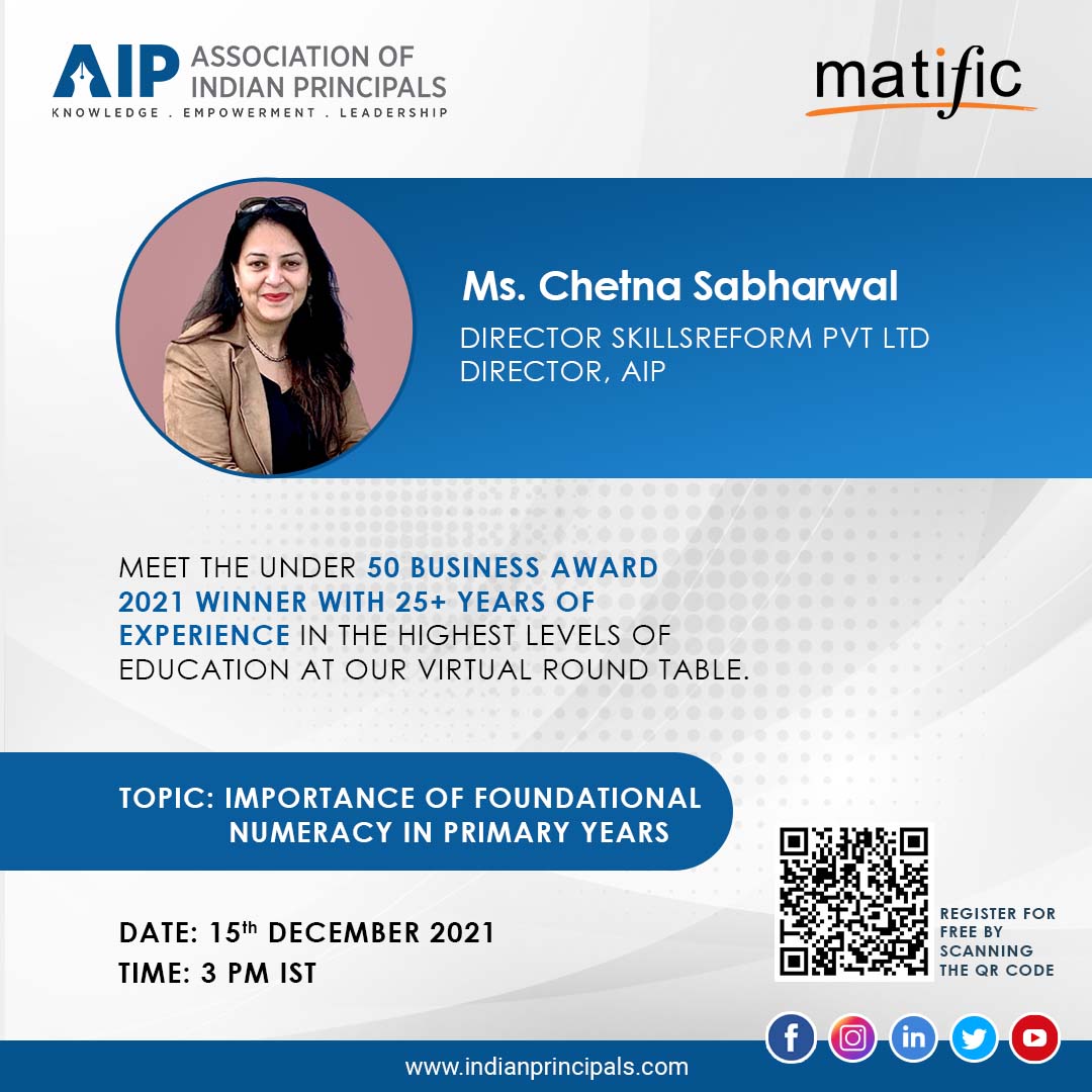 AIPrincipals's tweet photo. Demystify the Importance of Foundational Numeracy in Primary years on 𝐖𝐞𝐝, 𝟏𝟓𝐭𝐡 𝐃𝐞𝐜 @ 𝟑 𝐏𝐌 𝐈𝐒𝐓. 

Register for Free: https://t.co/j1Qn8LjdqB

#aip #associationofindianprincipals #matific #numeracy #webinar #aipwebinar #roundtable #virtualroundtable https://t.co/M0yAyAKYoQ