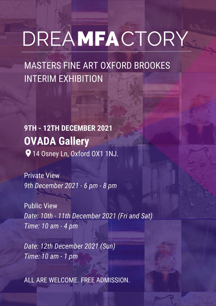 obuarts's tweet photo. The MFA Fine Art staff and students invite you to the Private View of their interim exhibition DreaMFActory which takes place at the OVADA Warehouse Gallery today from 6-8pm.

The exhibition continues until Sunday 12th December

We look forward to seeing you there https://t.co/XyS2mcWcub