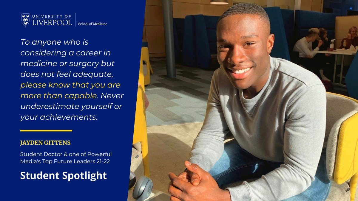 UoL School of Medicine (@livunimedicine) on Twitter photo Student Doctor <a href="/JaydenGittens/">Jayden Gittens</a> steps into the spotlight after picking up a prestigious Akindolie Medical Scholarship and being named as one of the nation's future leaders by <a href="/FutureLeadersMg/">Future Leaders</a>. 😎 Hear more from this aspiring surgeon and all-round wave maker: ow.ly/G7si50H6fKk Student Doctor <a href="/JaydenGittens/">Jayden Gittens</a> steps into the spotlight after picking up a prestigious Akindolie Medical Scholarship and being named as one of the nation's future leaders by <a href="/FutureLeadersMg/">Future Leaders</a>. 😎 Hear more from this aspiring surgeon and all-round wave maker: ow.ly/G7si50H6fKk