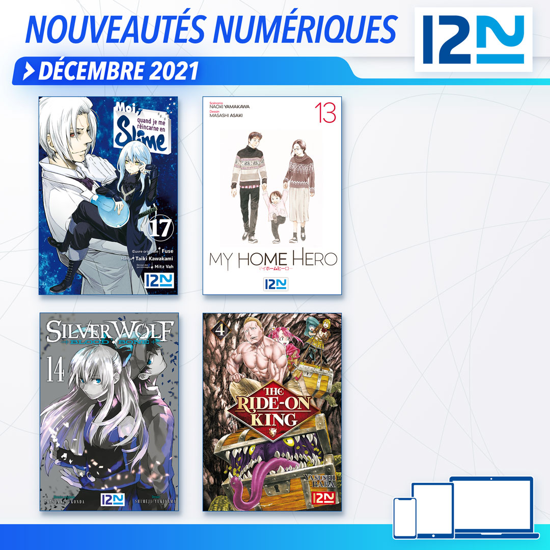 envie_ebooks's tweet photo. #MangasNumériques 📱 Les nouveautés mangas du mois de décembre 🆕

"Moi, Quand je me réincarne en Slime" t.17 💧
"My Home Hero" t.13 👨‍👩‍👧
"Silver Wolf - Blood, Bone" t.14 🧛‍♂️
"The Ride-on King" t.4 🦖

#Kurokawa #mangas #sortiesnumériques https://t.co/RhGC9HGsHM
