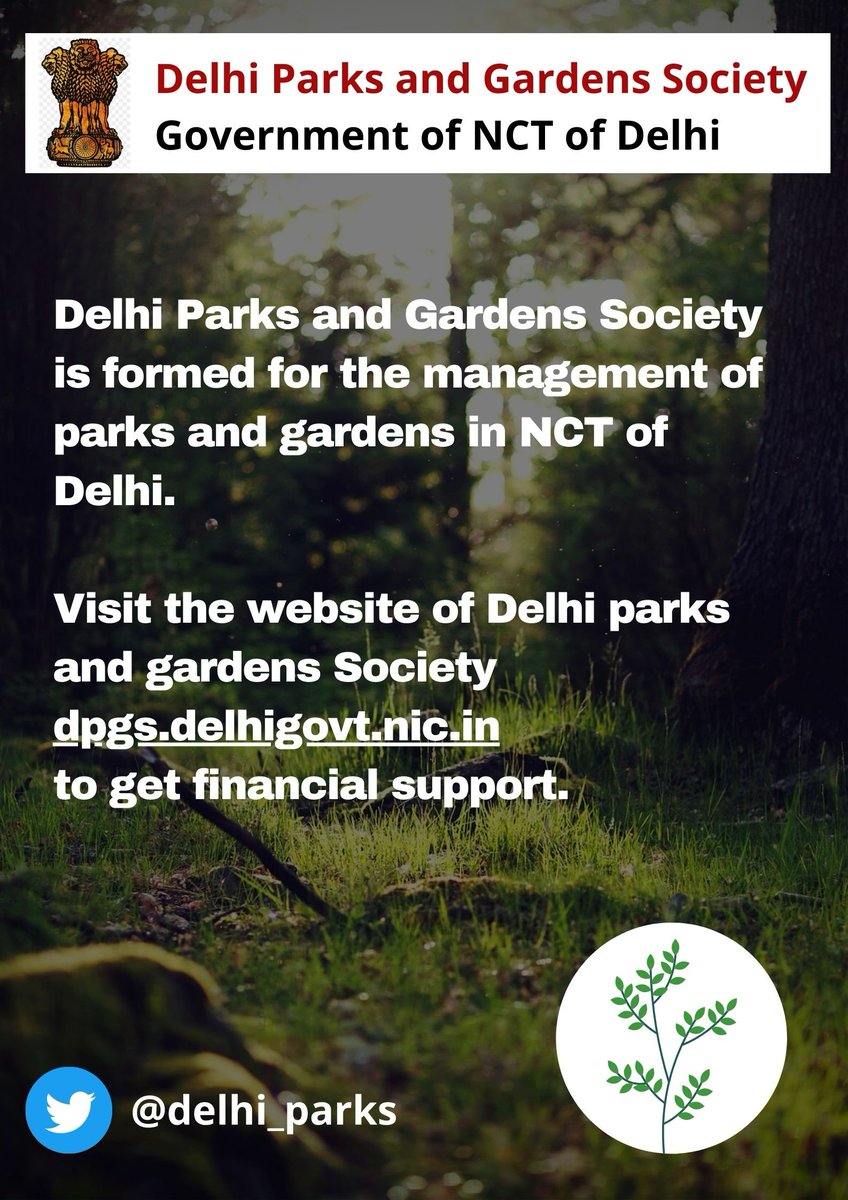Delhi Parks and Gardens Society (@delhi_parks) on Twitter photo ✅#Delhi Parks and Gardens Society is formed for the management of #parks and #gardens in NCT of #Delhi.
✅Visit the website of Delhi parks and gardens Society dpgs.delhigovt.nic.in to get financial support.
#DelhiRWAs #Delhi
<a href="/jayachandran_ks/">Jayachandran KS</a> <a href="/ccapc_org/">CCAPC New Delhi</a> @Care4air <a href="/DelhiParks/">Delhi Township Parks</a> ✅#Delhi Parks and Gardens Society is formed for the management of #parks and #gardens in NCT of #Delhi.
✅Visit the website of Delhi parks and gardens Society dpgs.delhigovt.nic.in to get financial support.
#DelhiRWAs #Delhi
<a href="/jayachandran_ks/">Jayachandran KS</a> <a href="/ccapc_org/">CCAPC New Delhi</a> @Care4air <a href="/DelhiParks/">Delhi Township Parks</a>