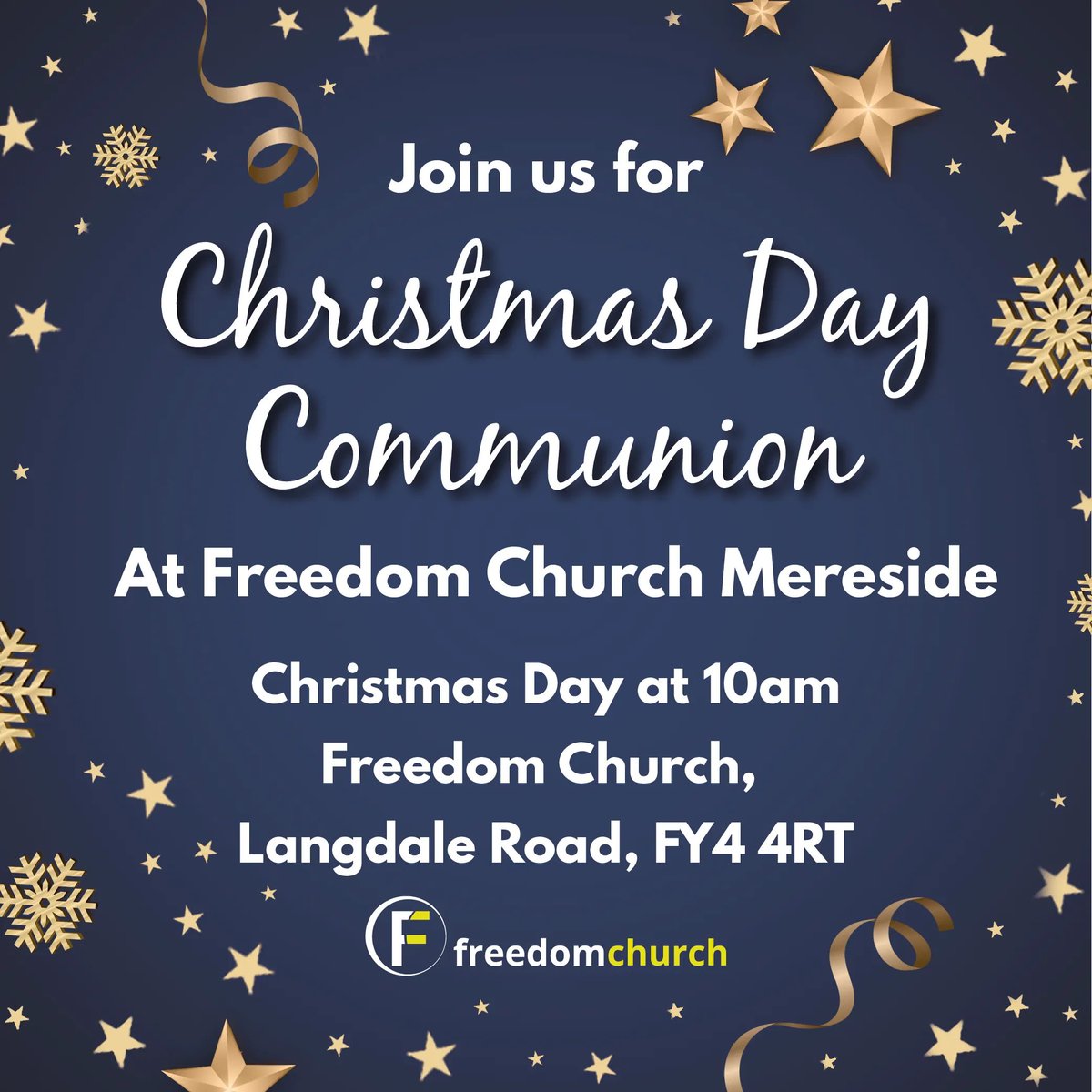 CentreMereside's tweet photo. Join us to celebrate and share our Christmas Day Communion on Saturday 25th December starting at 10AM at Freedom Church 🎄 
All welcome 🌟 https://t.co/LylvM4Q2be