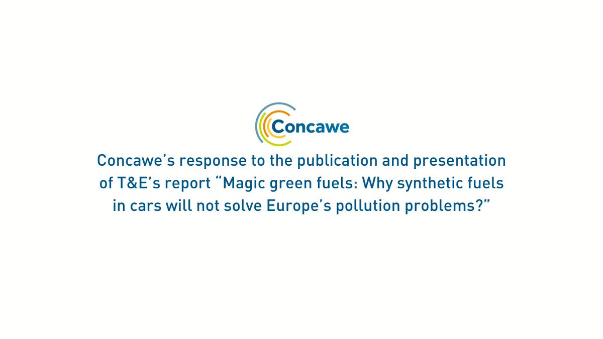 T&amp;E published a report on synthetic fuels. Concawe conducted a thorough analysis of the scientific content&amp;concluded that some aspects would have benefitted from a more cautious interpretation. Read my article on the Concawe’s response to this publication: bit.ly/3pFLBuT