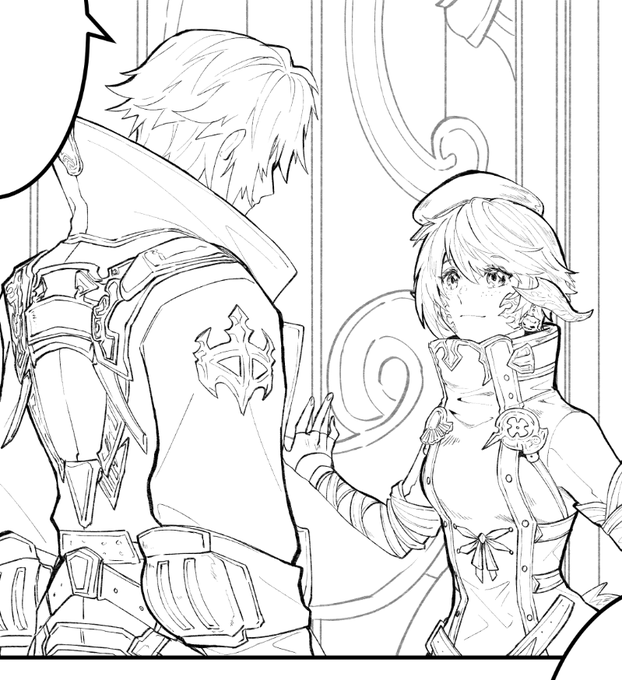 Working on a thing, this is just the lineart for the first panel and I'm already tired fjgfjgf 
