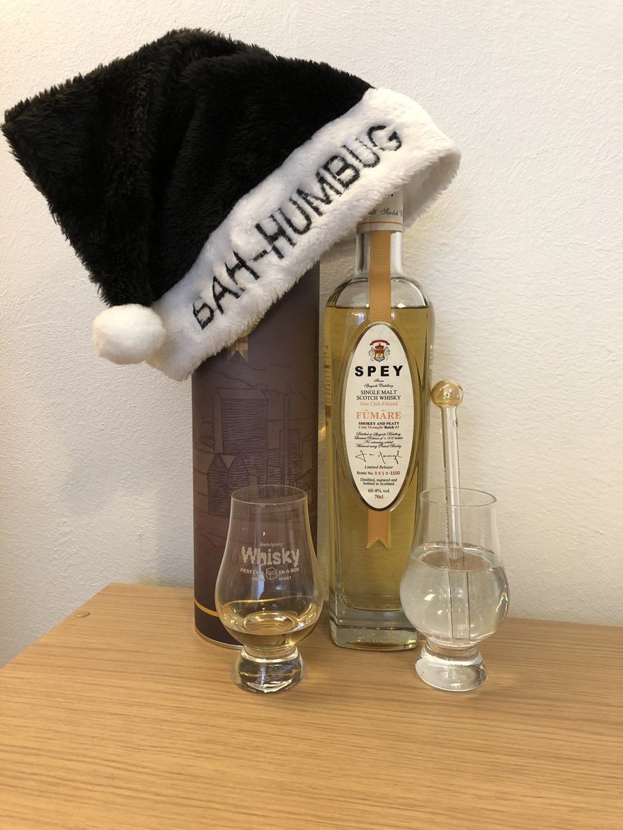Good morning! Banishing my Bah Humbug today with a fine dram of @SpeySingleMalt Fumare Cask Strength, as part of our prep for the festive #festivalinabox with @TheWhiskyLounge !