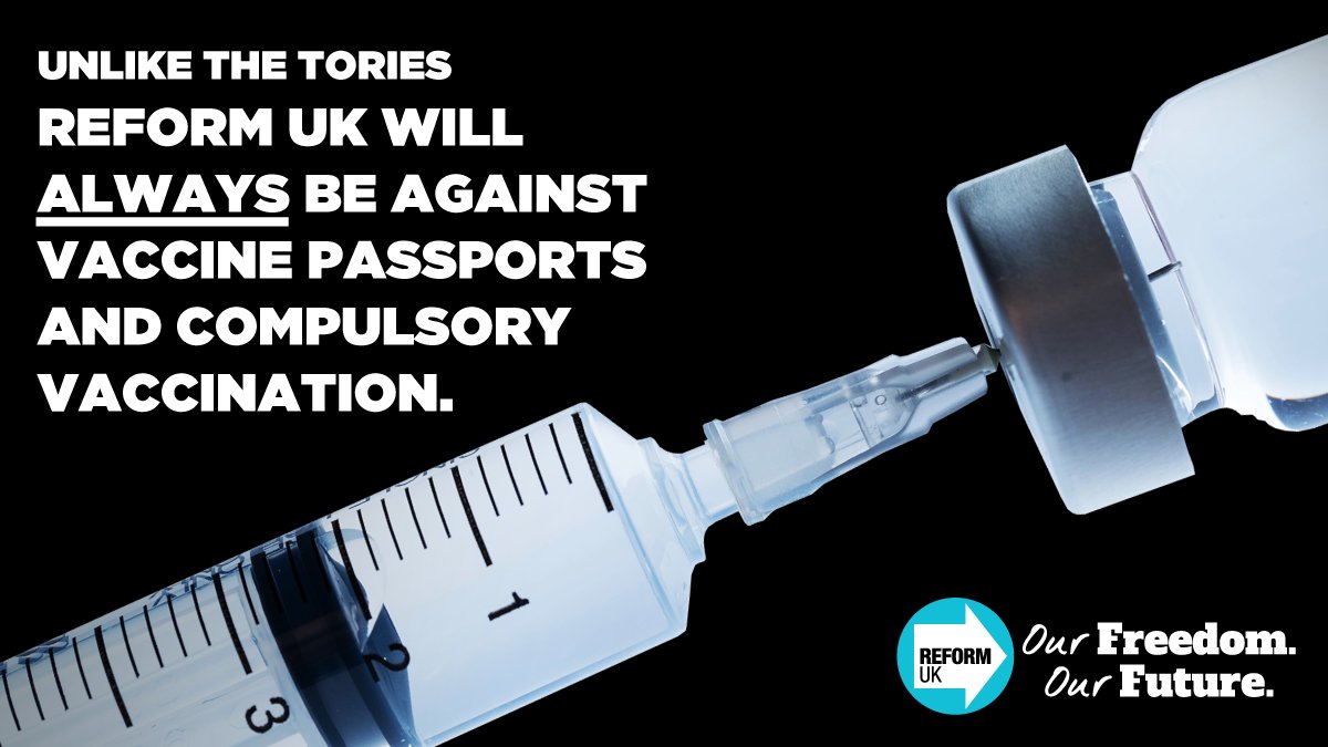 Unlike the Tories, Welsh Labour and the SNP, we believe that vaccination must be a personal choice in a free country. No compulsion, no coercion, no vaccine passports.

👉 Get Involved: reformparty.uk/get-involved/