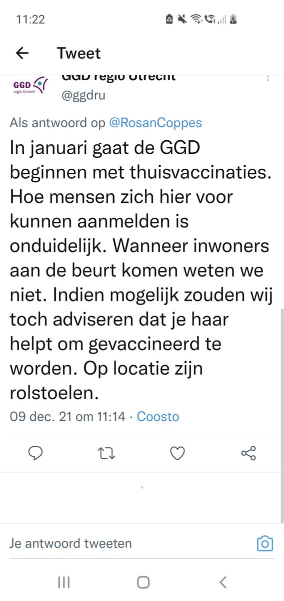 RosanCoppes's tweet photo. @hugodejonge Niet mobiele ouderen weten niet waar ze aan toe zijn. Ggd weet het ook niet, huisars ook niet. https://t.co/h6QEjlNvjY