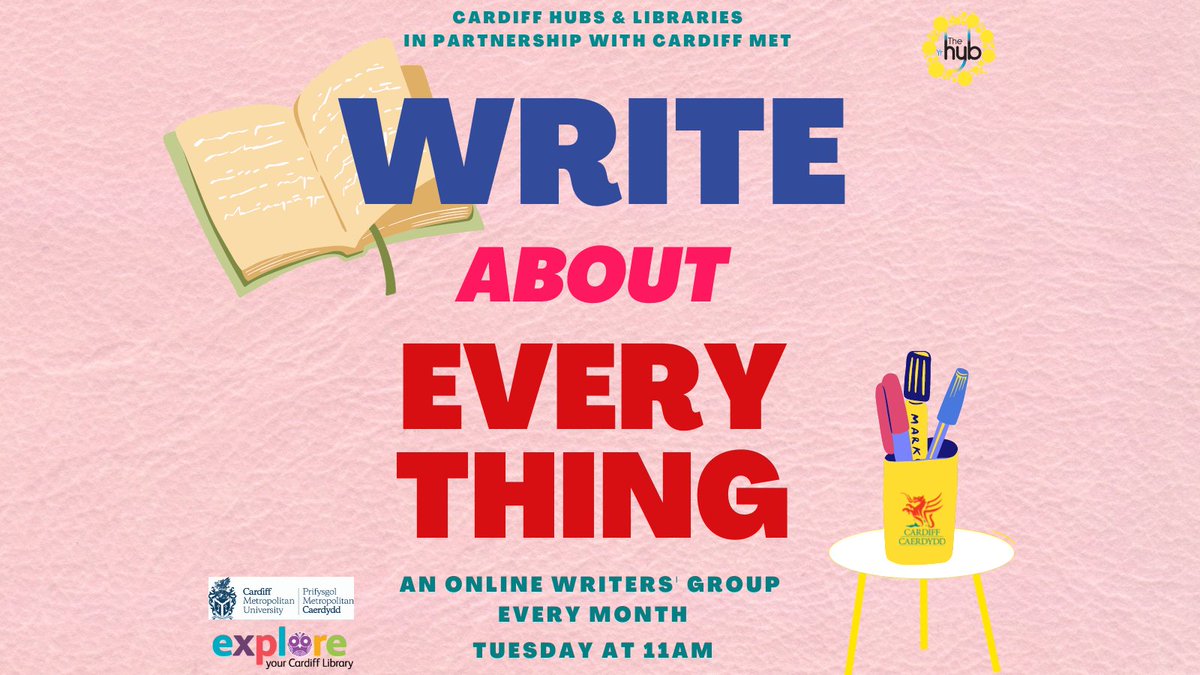 cdflibraries's tweet photo. This month’s Write About Everything is all about developing characters. Join us online at 11am on Tuesday 14th December for some writing prompts with Anna! Details: https://t.co/PORclTvLw7
@Humanities_CMet @RoathWriters @WelshWriters @LitWales @LibrariesWales @CUEngCommPhilos https://t.co/xGvKewrTYj