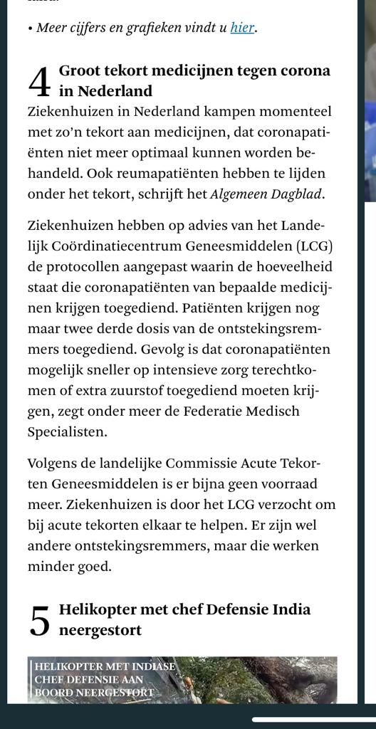 Jan J De Waele (@janjdewaele) on Twitter photo Merkwaardig bericht in <a href="/destandaard/">De Standaard</a> gisteren -'groot tekort aan corona medicijn in Nederland'
Daar is het tenminste beschikbaar - mag in Belgie al maanden niet gebruikt worden voor #COVID19 ondanks sterke aanbeveling in internationale richtlijnen
<a href="/PedroFacon/">Pedro Facon</a> @be_gezondheid Merkwaardig bericht in <a href="/destandaard/">De Standaard</a> gisteren -'groot tekort aan corona medicijn in Nederland'
Daar is het tenminste beschikbaar - mag in Belgie al maanden niet gebruikt worden voor #COVID19 ondanks sterke aanbeveling in internationale richtlijnen
<a href="/PedroFacon/">Pedro Facon</a> @be_gezondheid