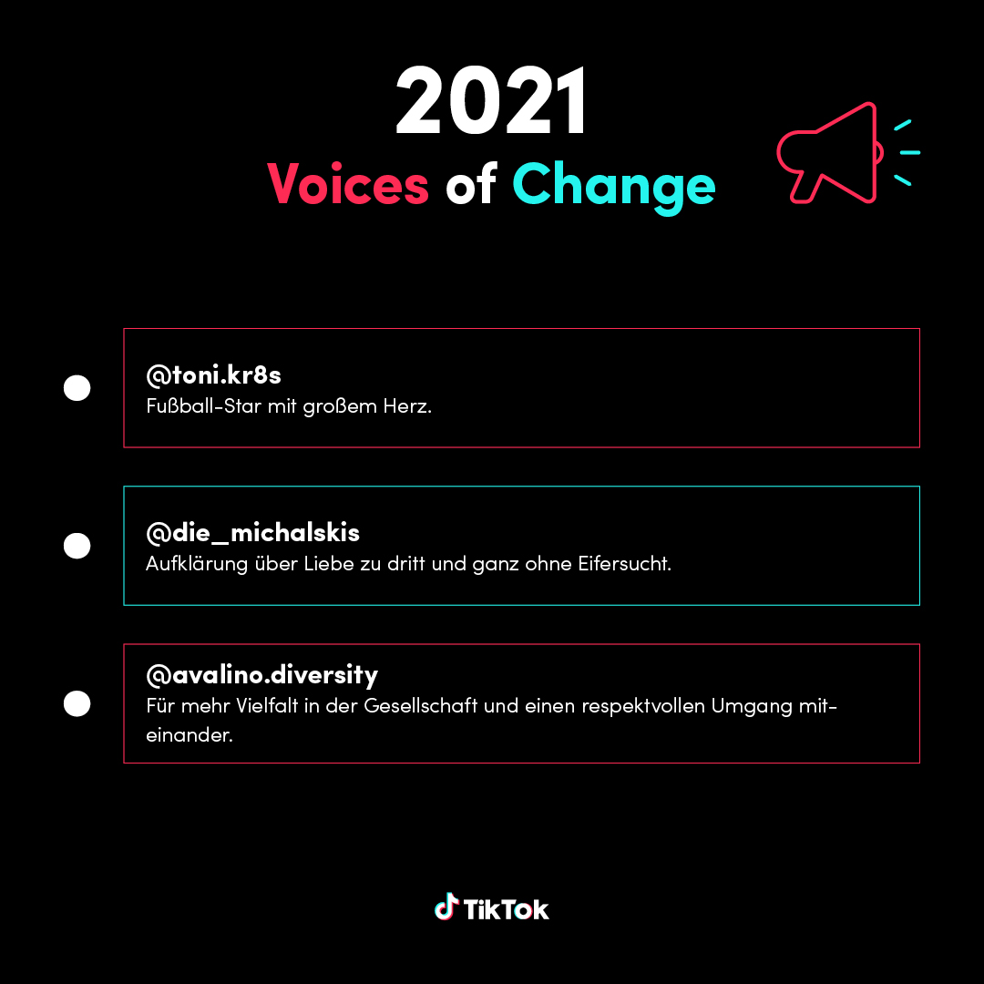 Herzlichen Glückwunsch <a href="/ToniKroos/">Toni Kroos</a>, #DieMichalskis (u.a. <a href="/SaskiaMichalski/">Saskia Michalski</a>),  &amp; <a href="/brittakiwit/">Britta Kiwit</a> zur Auszeichnung als unsere #VoicesOfChange 2021. 🥳🌈

Mit Euren Inhalten macht Ihr unsere Welt bunter, besser &amp; verständnisvoller. 🙏