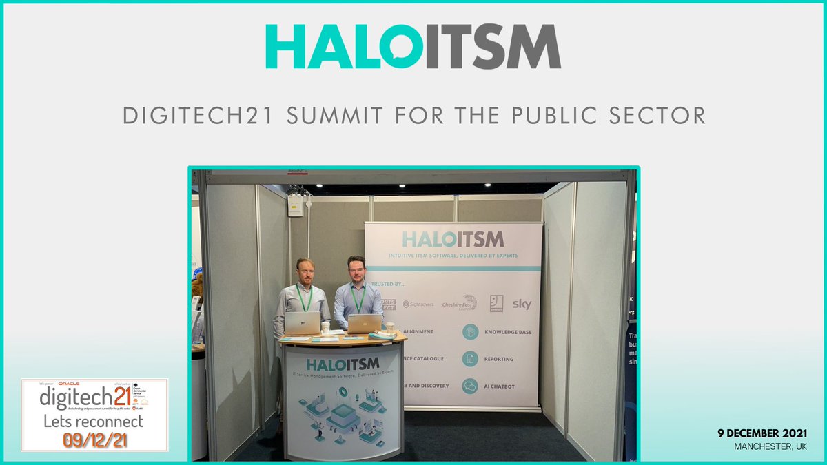 halonxtgen's tweet photo. Delighted to be at the Digitech21 Summit in Manchester today. Come meet us at stand C10 for a chat, we look forward to seeing you!
If you miss us at the summit, learn more about HaloITSM by visiting our website: https://t.co/TnlMOmJZjY
#HaloITSM #ITSM #Digitech21 #PublicSector https://t.co/WRLnVNMCr2