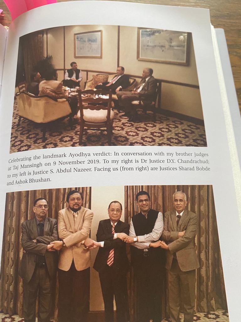 khanumarfa's tweet photo. ‘Brother judges’ celebrating the Ayodhya Verdict in a five star hotel. 
This picture says everything you want to know about justice and possibility of justice in India 2021. 
In logon se insaaf ki ummid kar rahe the hum. https://t.co/EQmWy7vybY