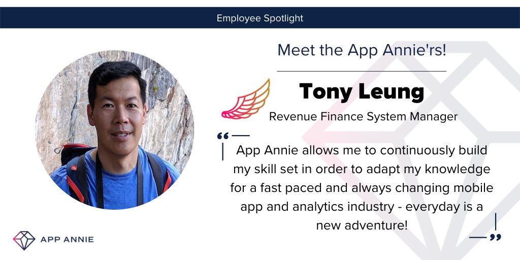 SensorTower's tweet image. Meet our talented US-based Revenue Finance System Manager, Tony Leung! Tony oversees financial processes and ensure that business operation run smoothly. 

We are actively hiring! Check out our open roles here: appannie.com/en/about/caree…

#appannielife #winwithstyle #hiring
