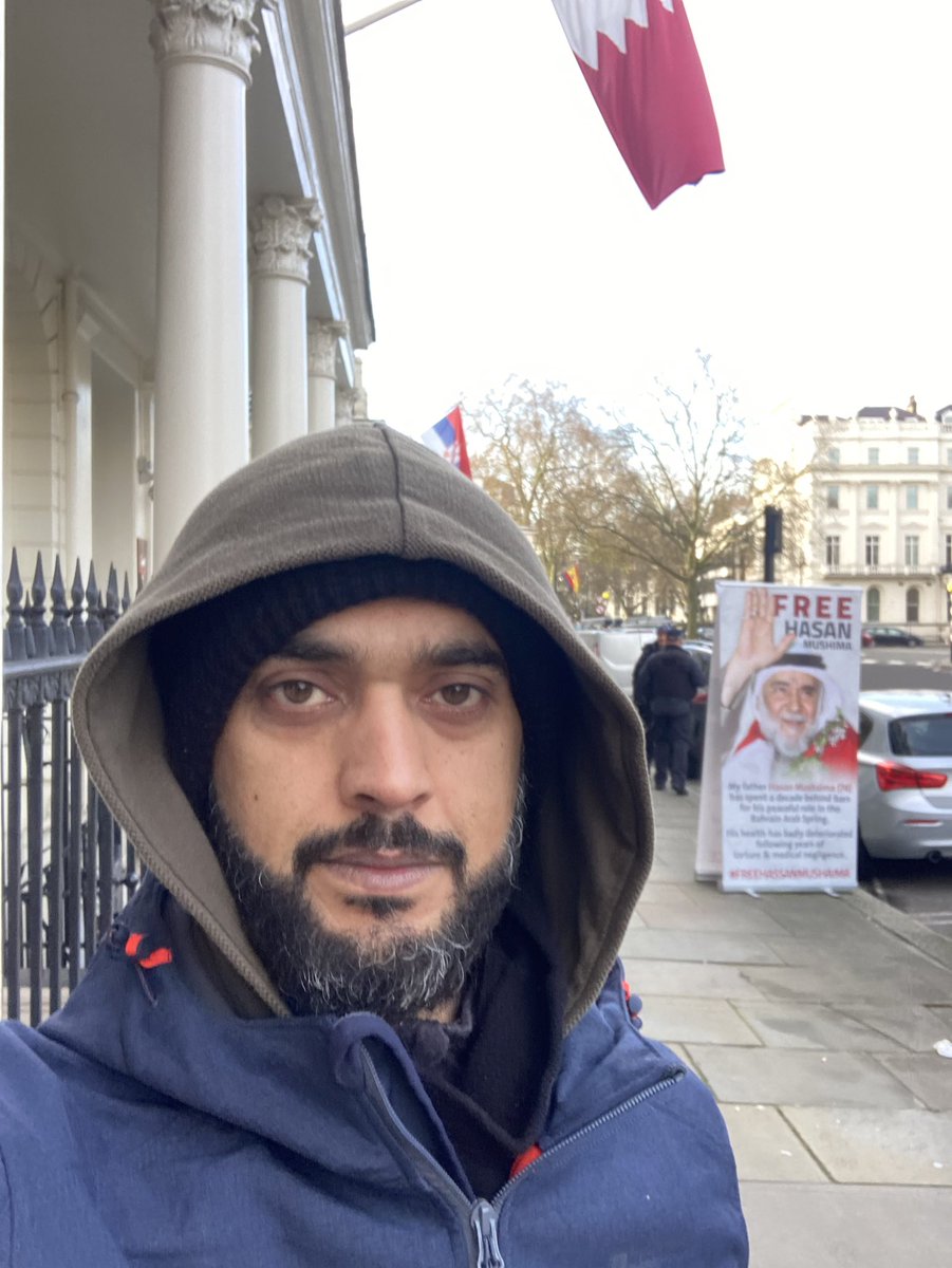 Day 15 of my hunger strike outside the #Bahrain Embassy, London

“You may never know what results come of your actions, but if you do nothing, there will be no results” - Mahatma Gandhi

#FreeAlSingace 
#FreeHassanMushaima 
#FreeBahrainiPrisoners