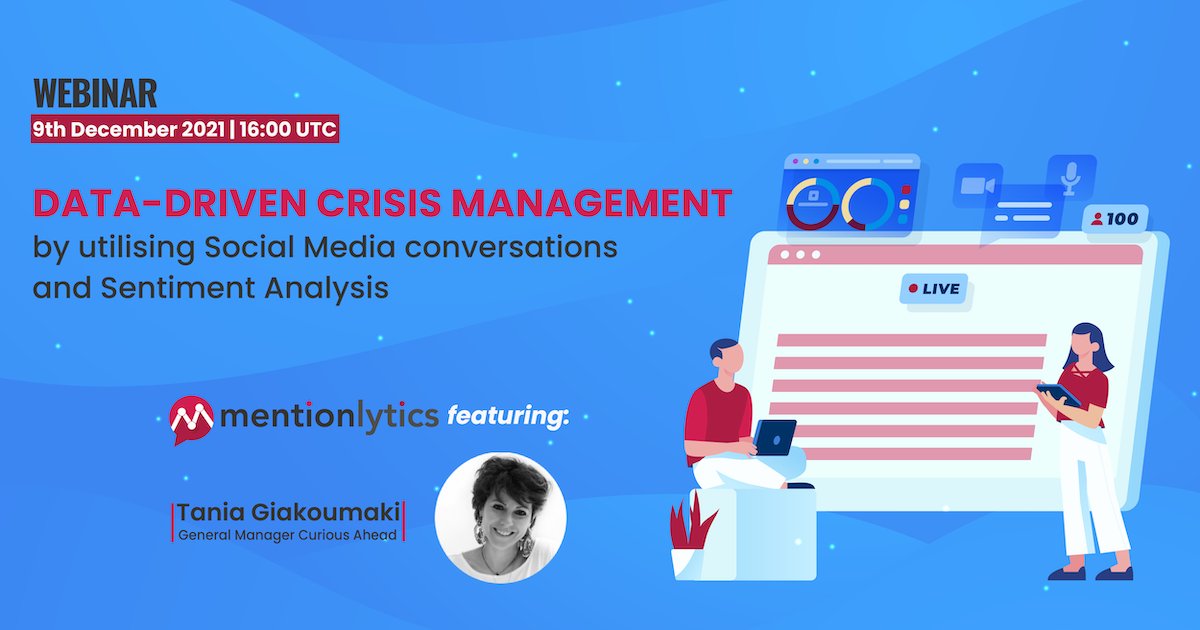 ⏰ Last call for today's #webinar! Join us at 16:00 UTC and learn how to deal with an existing or an upcoming Social Media #crisis! 🙌🏻

Save your seat! 👉 Sign up here: bit.ly/3DDxCdV

#DataAnalytics #SocialMediaMonitoring #CrisisManagement