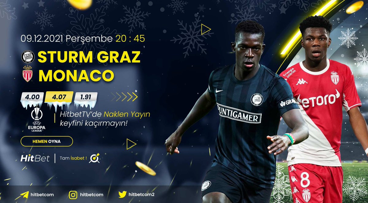 #sturmgraz ⚜ #monaco karşılaşması  #uefaavrupaligi heyecanı ile bu akşam saat 20:45'te #Hitbet'te!

🌐 Güncel Sitemiz : hitbet163.com

🖥 Maç Yayınları İçin : hitbet105.tv

🎯#Hitbet #Tamisabet