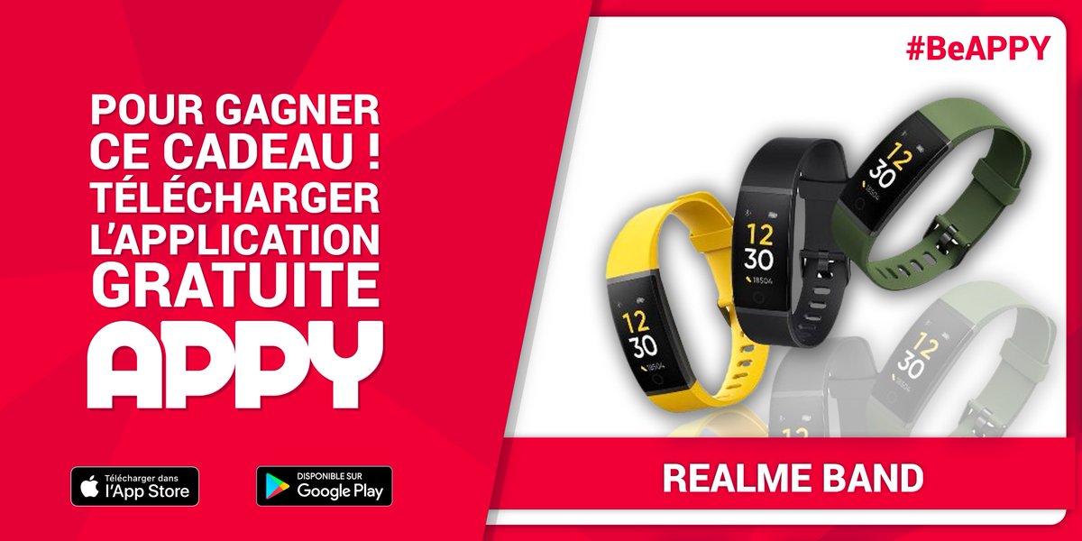🔥 CONCOURS 🔥
Cette semaine APPY t'offres le Realme Band ! 

Le tout est à gagner sur APPY 🔥😸

Bonne chance 
Voici le lien de l'app 👇🏻
linktr.ee/beappy

#beappy #appy #concours #realme #realmeband