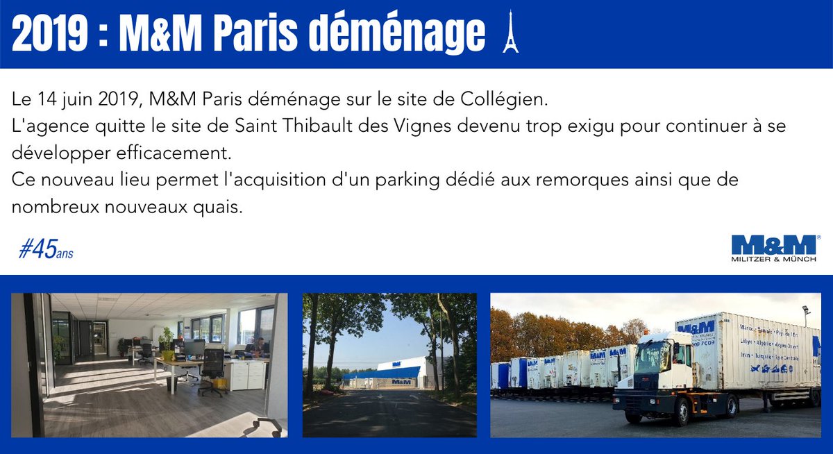 Militzer_Munch's tweet photo. 🏚️2019 : M&amp;M Paris déménage

📍Sa bonne situation géographique permet d’être plus visible et accessible de tous.
Les nouveaux équipements et installations de l’agence permettent quant à eux d’aborder au mieux les nouveaux trafics, y compris les plus complexes. 

#Transport https://t.co/x2E44Sqkrj