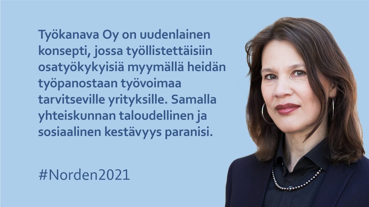 Suomalaiset yritykset ja muut työnantajat haluavat kantaa yhteiskuntavastuuta työllistämällä osatyökykyisiä Työkanavan välityksellä, sanoo <a href="/TEM_uutiset/">TEM</a> <a href="/ElinaPylkkanen/">Elina Pylkkänen</a> <a href="/Norden2021/">Pohjoismainen Suomi - Finland i #Norden2021</a> konferenssin välityömarkkinoita koskevassa keskustelussa. 

#Norden2021 
👇
…people-with-disabilities.sourcehub.fi/#/page=1