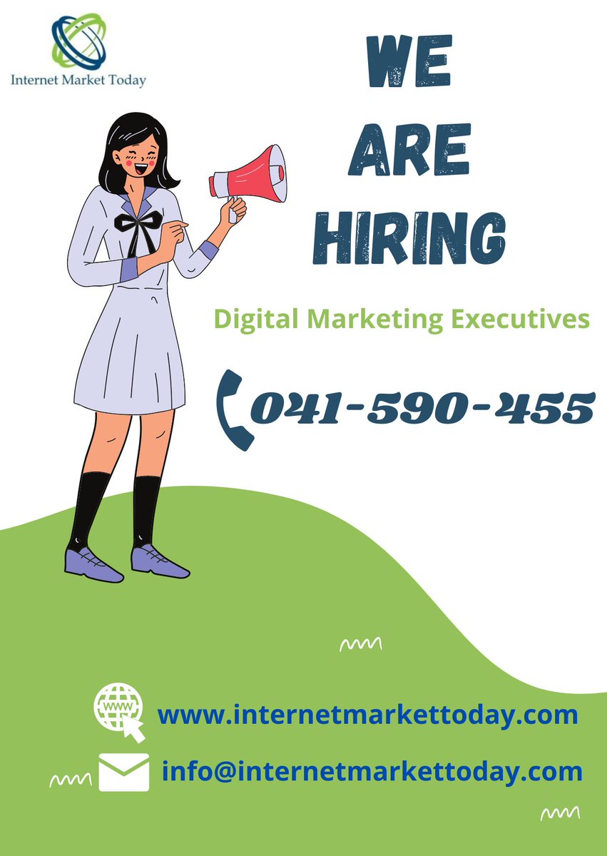 intmarktoday's tweet photo. We are looking for dynamic individuals to join our agency and work with clients globally on various digital marketing projects.
Call: 041-590455
Email: info@internetmarkettoday.com
#Hiring #vacancy https://t.co/qPvUvG57FF
