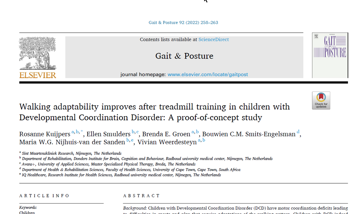movingresearch's tweet photo. Rosanne Kuijpers and colleagues found that #CMill training has positive and task-specific effects on #WalkingAbility in children with #DevelopmentalCoordinationDisorder (#DCD); these effects were retained after 6 months of follow-up! https://t.co/OXwEOCp2wS https://t.co/FeSCwxIo9h