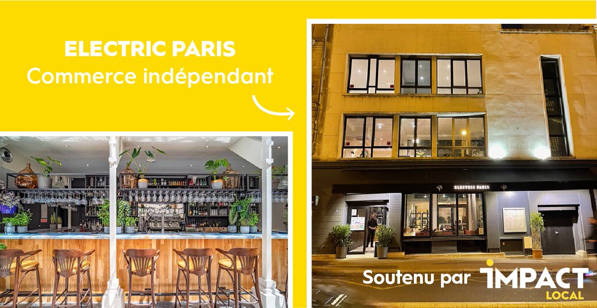 2ème commerce #indépendant soutenu par IMPACT Local ! 🎉
Nous sommes ravis d'intervenir pour renforcer la trésorerie dans le cadre du lancement d'<a href="/electric_paris/">Electric Paris</a>, restaurant et centre multi-culturel ouvert depuis septembre 2021 et ayant permis la création de 13 emplois🤝