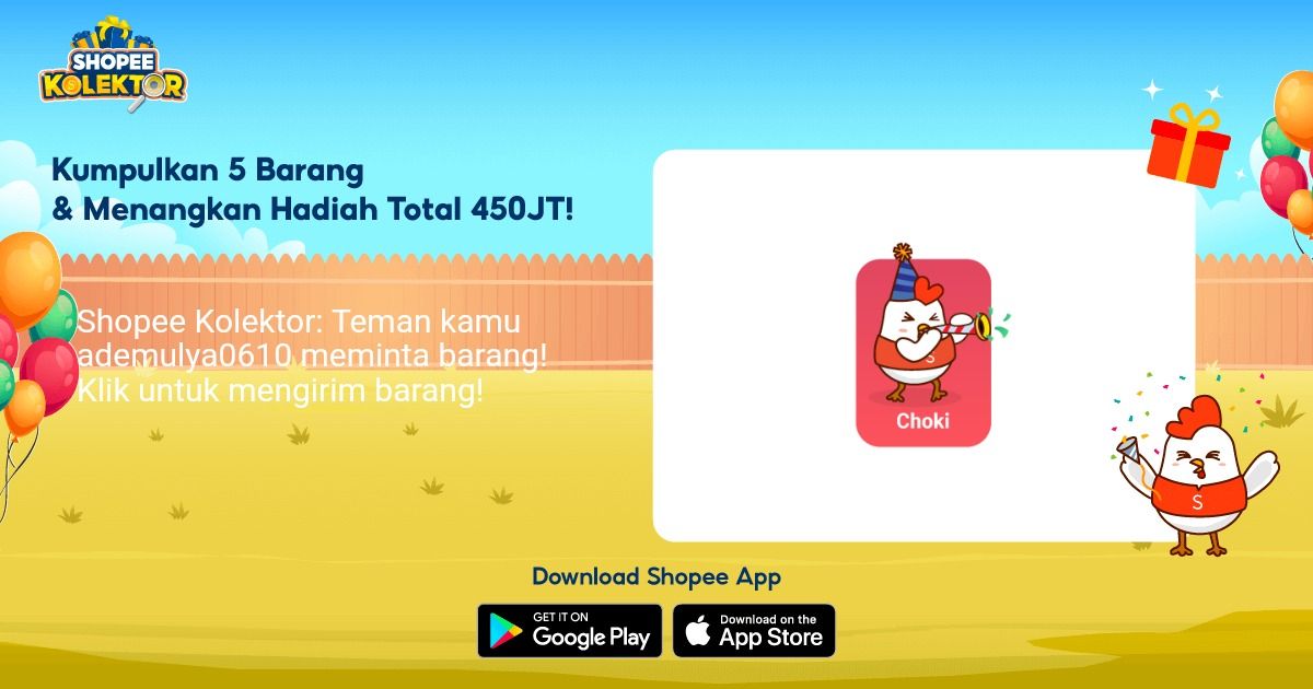 AdeMulya262's tweet photo. Shopee Kolektor: Teman kamu ademulya0610 meminta barang! Klik untuk mengirim barang! #TanamShopeePay12M #ShopeeFashionWeek2021 yuk tukeran koleksi https://t.co/9MglYjkikh https://t.co/iAfvlcwy8R