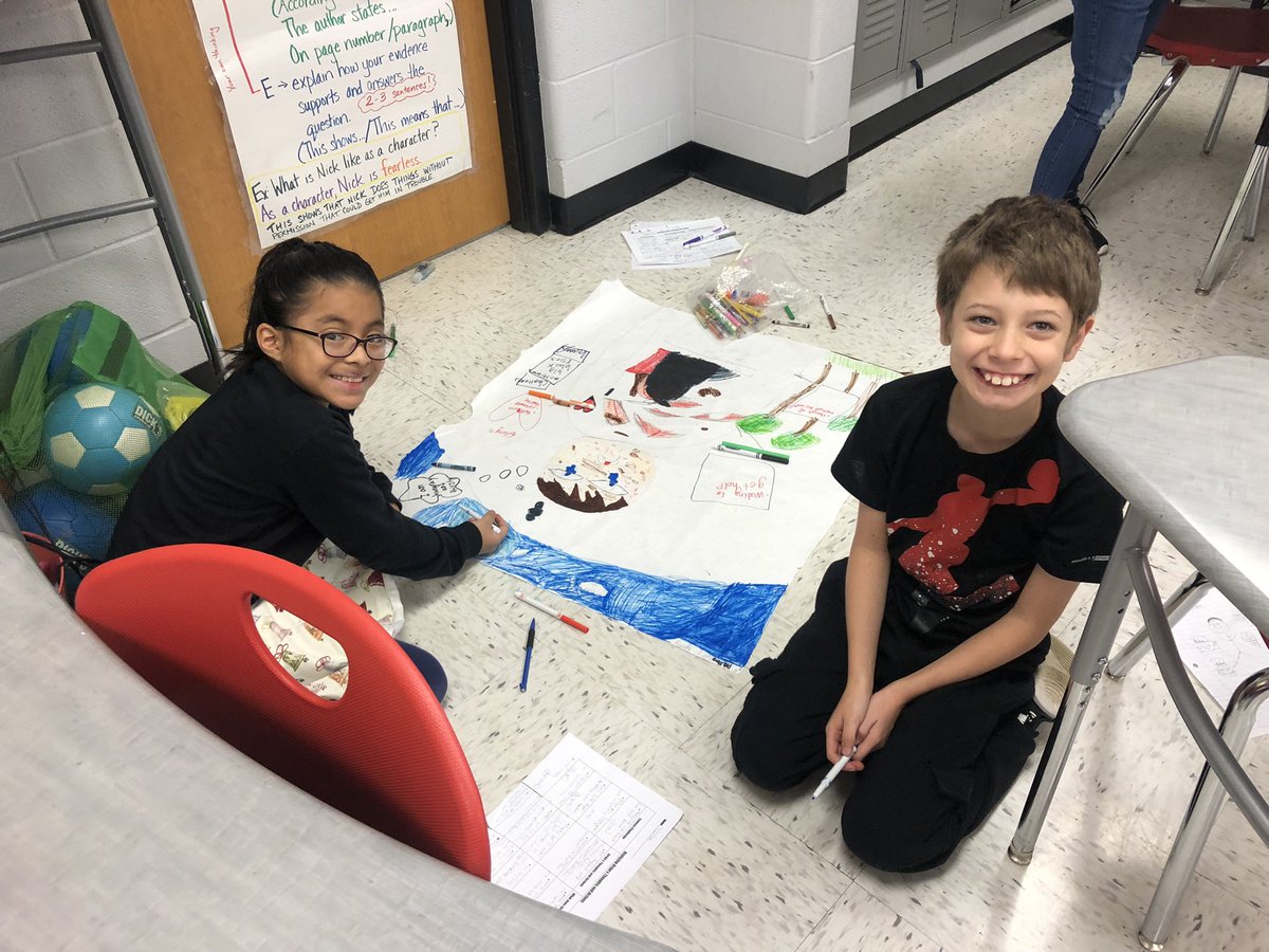 Fourth graders had fun creating character posters for Hatchet. How is Brian responding to the challenges of his extreme setting? They definitely enjoyed this assignment more than Brian did!