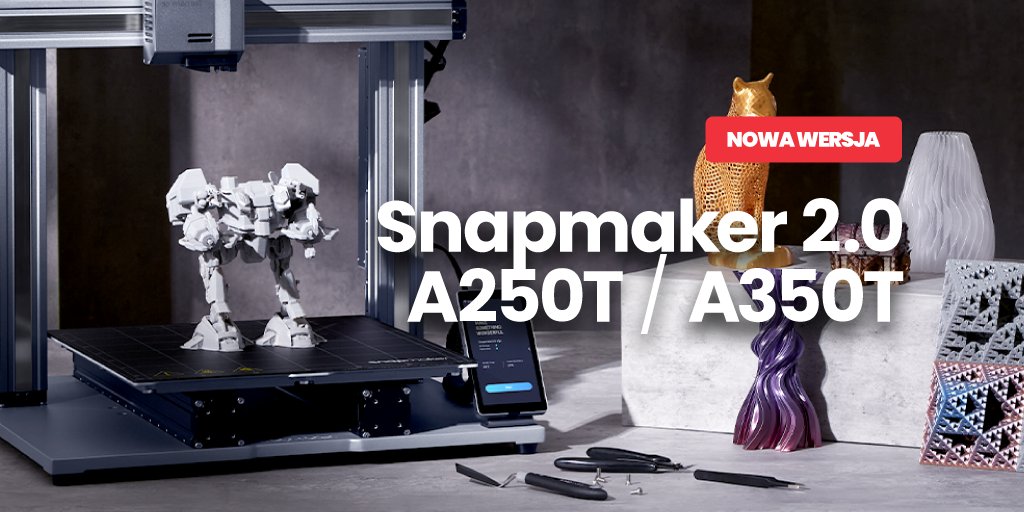 Botland_pl's tweet image. Szukasz nowej drukarki 3D?🤔 Zerknij na to 👀 Snapmaker 2.0 - szybsza, cichsza, stabilniejsza!
W zestawie moduły umożliwiające drukowanie filamentem 1,75 mm, grawerowanie laserowe oraz rzeźbienie CNC.
Sprawdź 👉 botland.com.pl/drukarki-3d-sn…
#snapmaker2 #druk3d #drukarka3d #3dprint