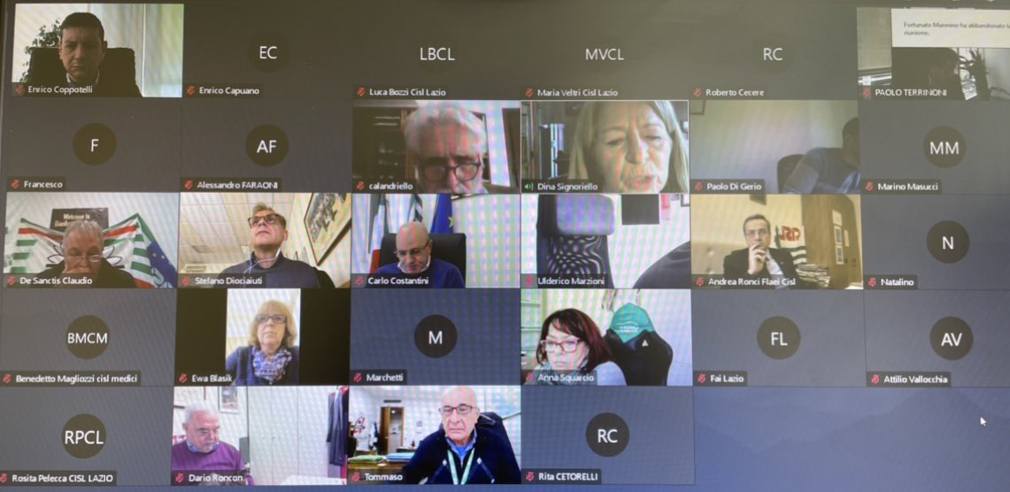 Cisl_Lazio's tweet photo. Diretta #Roma videoconferenza Comitato Esecutivo Cisl Lazio per organizzare la #Partecipazione del
popolo del lavoro e dei pensionati della Nostra Regione,18 dicembre Piazza Santi Apostoli, per ribadire Più Sviluppo, Più Lavoro, Più Coesione Sociale. La Responsabilità in piazza https://t.co/xYspwCFe9h