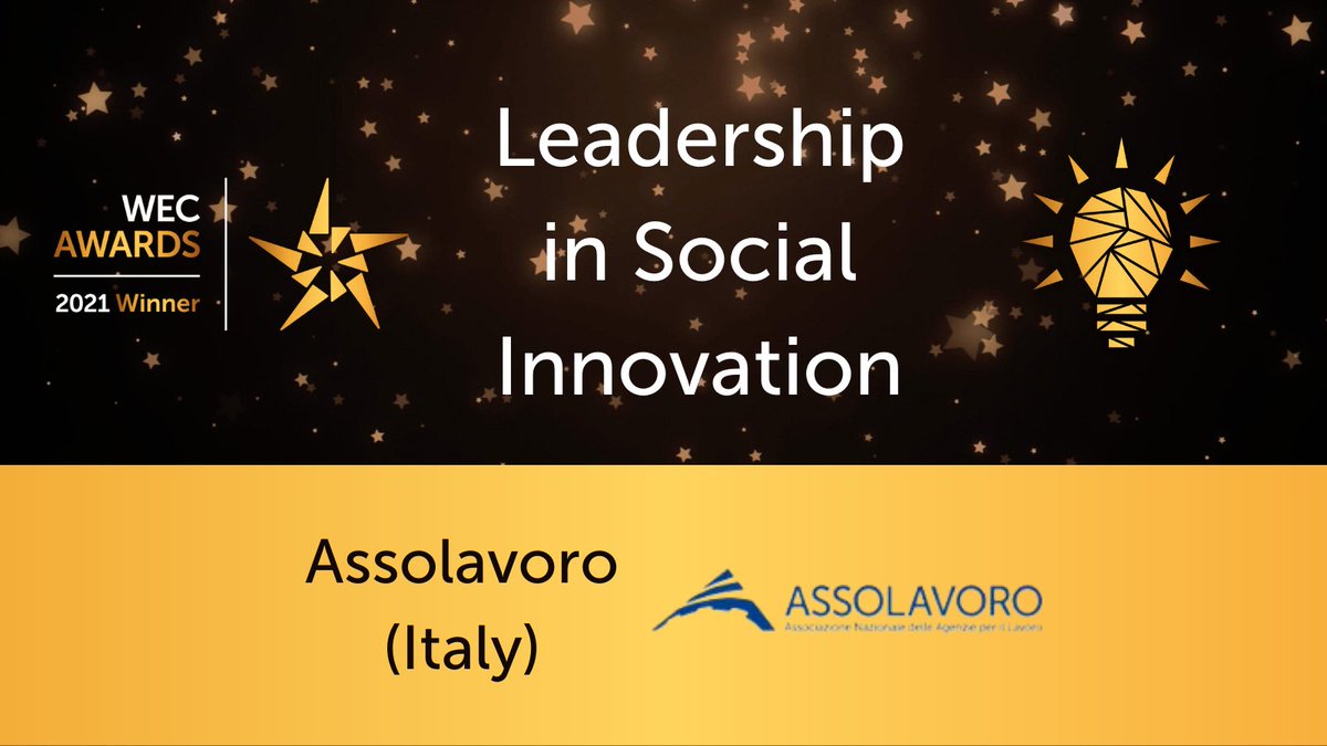 WECglobal (@wecglobal) on Twitter photo <a href="/assolavoro/">Assolavoro</a> wins the Leadership in Social Innovation #WECAwards2021! Congratulations to <a href="/Agostino_DiMaio/">Agostino Di Maio</a> & his team for using the bipartite sectoral fund to support #agencyworkers during #Covid19 crisis.
Read more about the winning entry:
wecglobal.org/news-post/the-… <a href="/assolavoro/">Assolavoro</a> wins the Leadership in Social Innovation #WECAwards2021! Congratulations to <a href="/Agostino_DiMaio/">Agostino Di Maio</a> & his team for using the bipartite sectoral fund to support #agencyworkers during #Covid19 crisis.
Read more about the winning entry:
wecglobal.org/news-post/the-…
