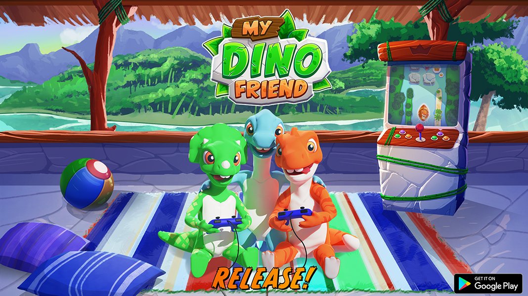 MyDinoFriend's tweet photo. HURRAY! 🦕
Today is the official premiere of the newest game, My Dino Friend. 

Travel back in time to prehistory and join us in the fantastic adventure!

https://t.co/sZlt98bwC4

#Android #virtualpet #dinosaur #MobileGame #release #indiedev https://t.co/kzSDhZRBl0