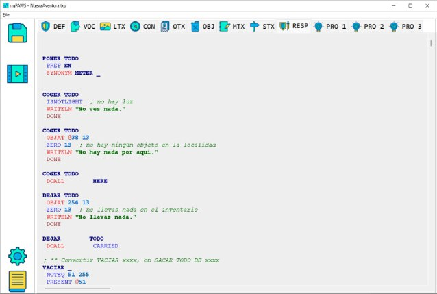 Juanjoide's tweet photo. Ya está disponible la versión 2 del sistema de creación de aventuras #ngPAWS, de @uto_dev. Emplea un lenguaje muy similar al del Quill o el PAW, funciona en navegadores actuales y cuenta con grandes capacidades de ampliación mediante "plugins" en javascript y CSS. ¡A probarlo! 😎 https://t.co/TN79rmyBWY