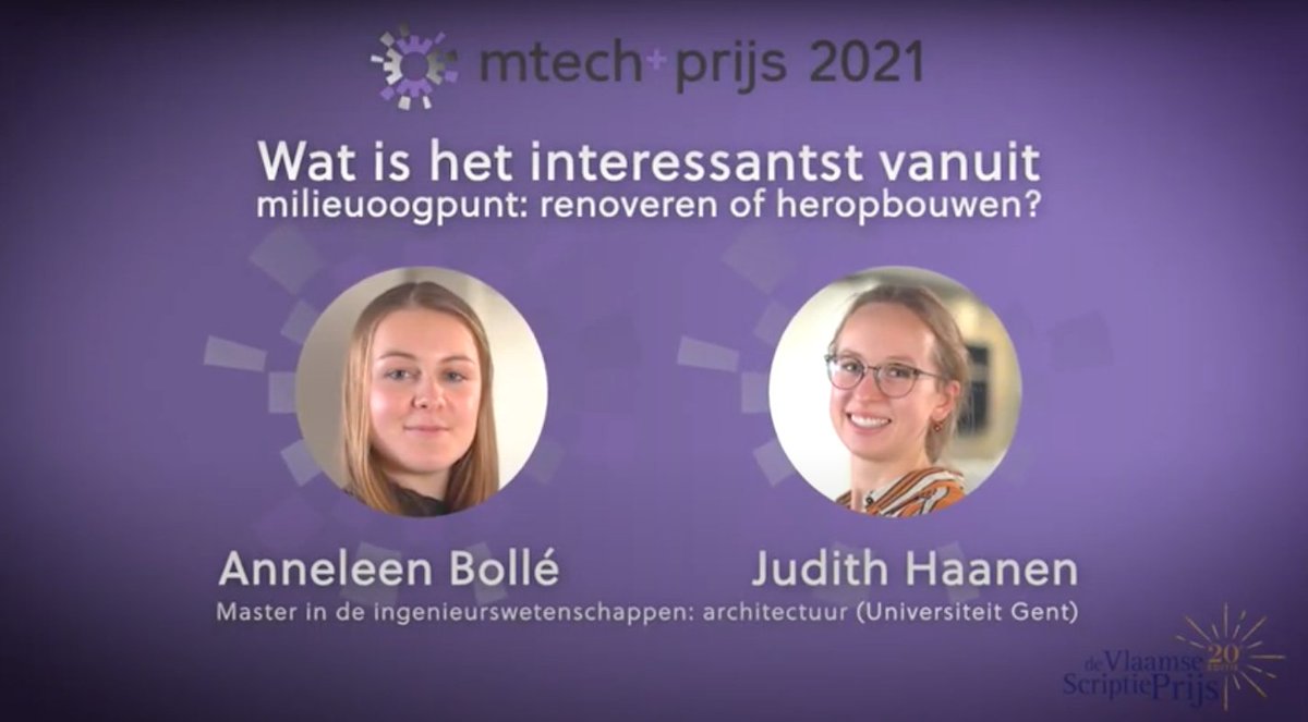 SciMingo's tweet photo. 🎥 Is het beter om je verouderde woning te renoveren of zou je best alles heropbouwen? 🏚 Dat onderzochten Judith Haenen en Anneleen Bollé (@arch_ugent @ugent) in hun #masterproef 🏆 Stem nu voor jouw favoriete finalist vd #mtechplusprijs 👉https://t.co/Qwqyj9R2TA https://t.co/Vkxxxe74Dp