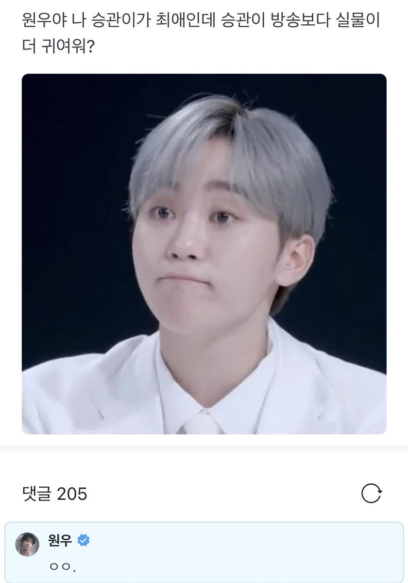 💎: wonwoo, seungkwan is my favourite but is seungkwan cuter in person than on shows? 

wonwoo: yes 

🥺🥺🥺🥺🥺 <a href="/pledis_17/">세븐틴(SEVENTEEN)</a>