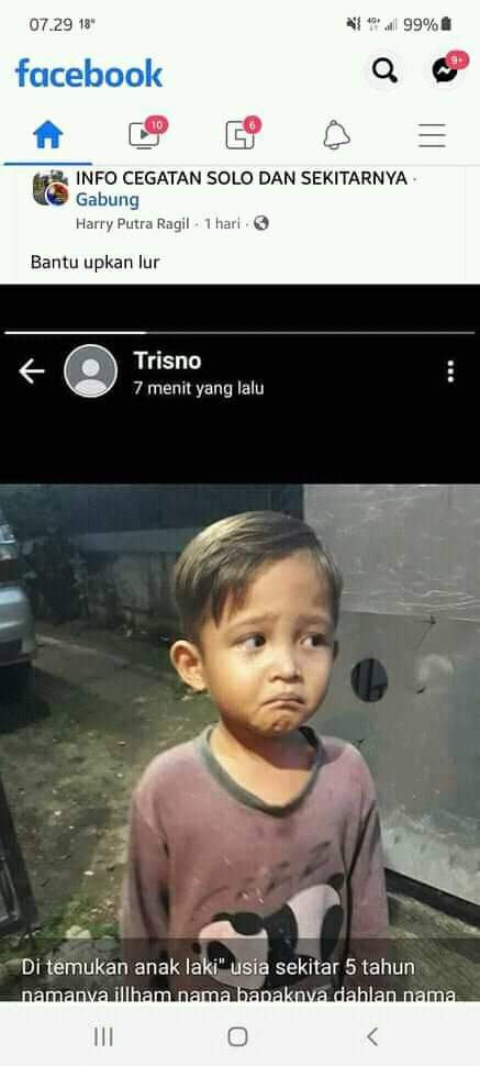 Info dari group sebelah, di temukan anak usia sekitar 5 thn, bernama ilham, keterangan slngkp nya di gambar,
Mohon sob bantu RT terimaksih 🙏🏻🙏🏻