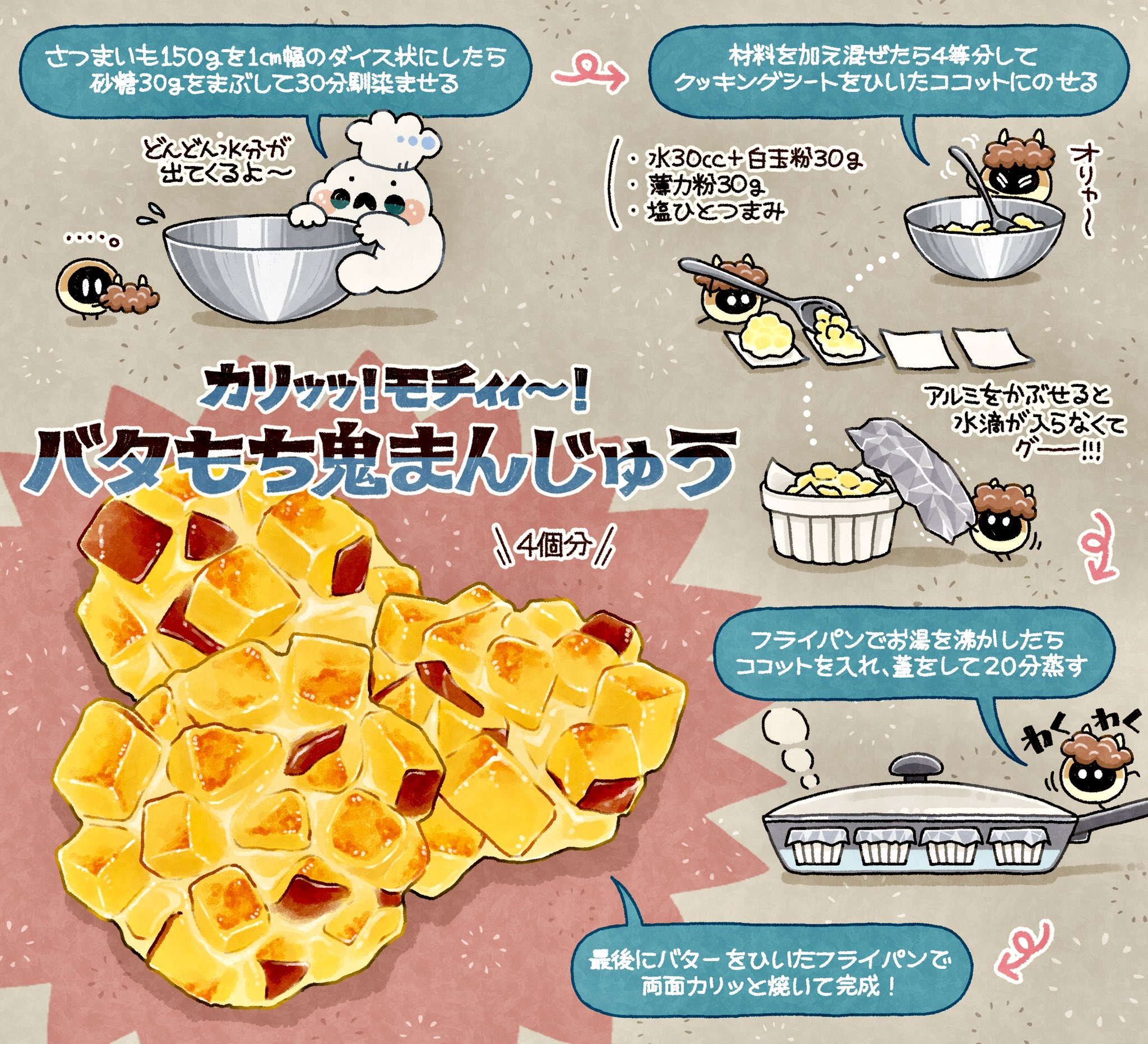 ぼく いらすと料理 白玉粉を加えたフライパンで作れる鬼まんじゅう バターで両面カリッと焼いたら カリッッッモチィィィ 食感だし 甘じょっぱいしでめちゃくちゃ美味い T Co Aoxincaixo Twitter ぼく いらすと料理 白玉粉を加えたフライパンで作れる鬼まんじゅう バターで両面カリッと焼いたら カリッッッモチィィィ 食感だし 甘じょっぱいしでめちゃくちゃ美味い T Co Aoxincaixo Twitter