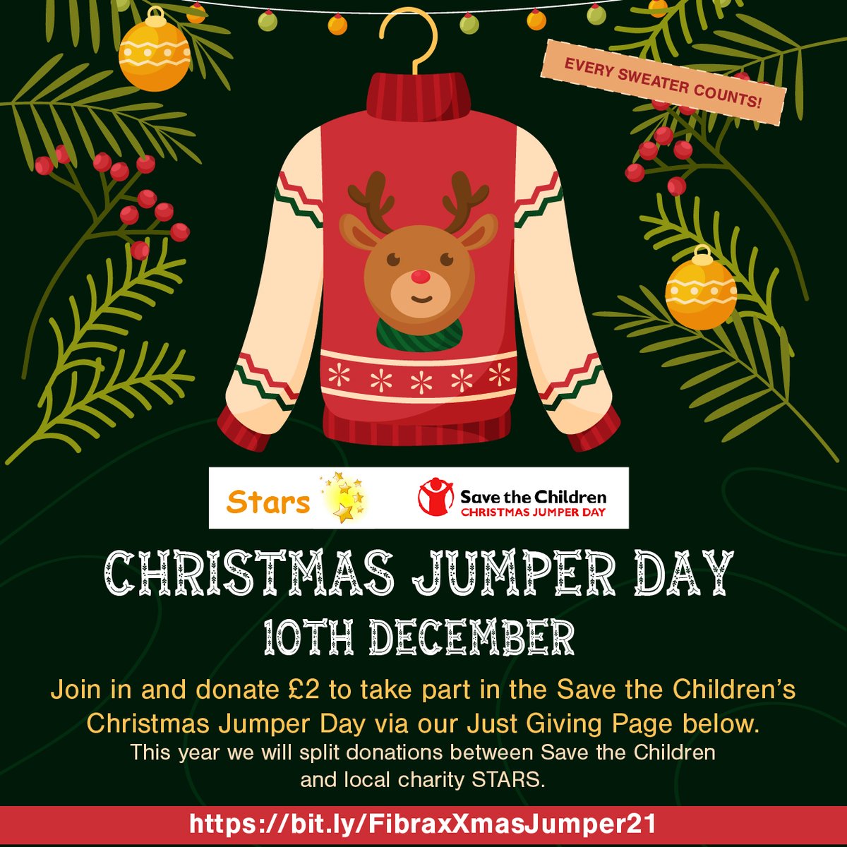 Fibrax Group (@fibraxgroup) on Twitter photo Fibrax is taking part in Save the Children's Christmas Jumper Day! This year, we're splitting the donations between <a href="/savechildrenuk/">Save the Children UK</a> and <a href="/stars_support/">STARS- Bereavement Support For Children</a>. If you would like to donate, please visit bit.ly/FibraxXmasJump…! 🙏
#christmasjumperday #givingback #ourcommunity Fibrax is taking part in Save the Children's Christmas Jumper Day! This year, we're splitting the donations between <a href="/savechildrenuk/">Save the Children UK</a> and <a href="/stars_support/">STARS- Bereavement Support For Children</a>. If you would like to donate, please visit bit.ly/FibraxXmasJump…! 🙏
#christmasjumperday #givingback #ourcommunity