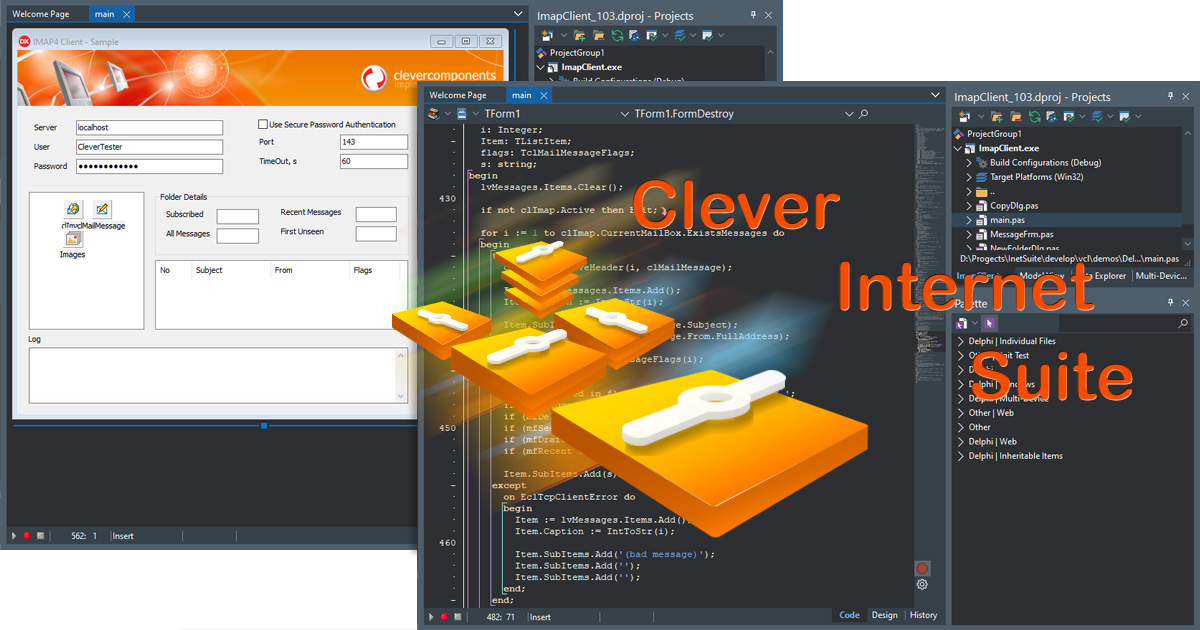 CleverComponent's tweet photo. Hello, we have updated the IMAP Client examples and added an ability to skip invalid/broken messages.
The program implements an IMAP client, connects to the specified mailbox, manages IMAP folders and emails.
The code is available in our GitHub repo 👍
https://t.co/DLGpR0DAt7 https://t.co/lOB1pS51T3