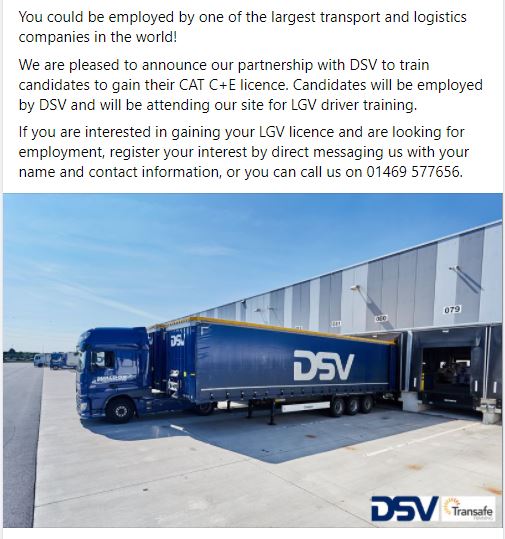 TransafeTrain's tweet image. You can call us on 01469 577656.

#drivertraining #LGV #HGV