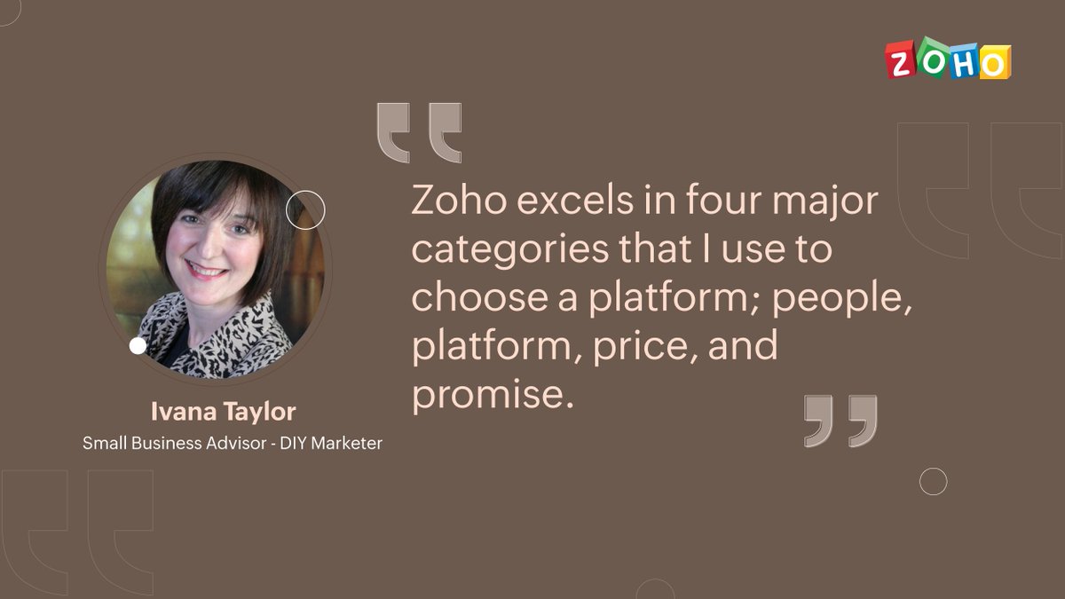 Zoho's tweet photo. "Zoho is a people-first company. That means that the small business owner is at the center of every software development."

Ivana Taylor from @DIYMarketers shares her analysis of the all-new @ZohoOne and how it helps small businesses. 👉 https://t.co/zZXoGEnZj2 https://t.co/FlrFhDkvze